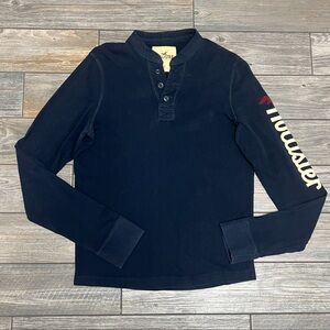 Vtg Hollister Henley Shirt Large Preppy  Logo Spellout Academia Campuscore Y2K